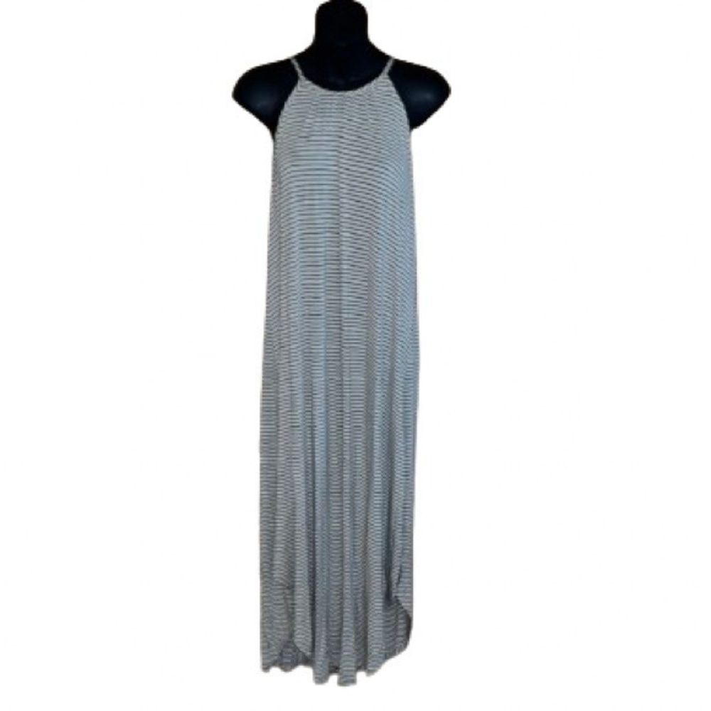 Olivia Rae New York cream and black striped sleeveless maxi dress size M